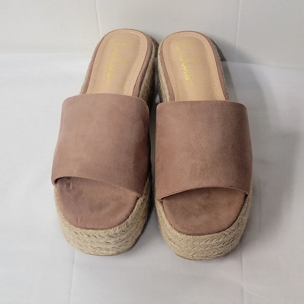 Lulus Exclusive O'Ahu 2 Mauve Suede Espadrille Platforms Womens Size 7.5 New